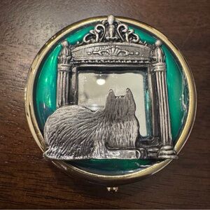 Silver Cat Mirror Trinket Box